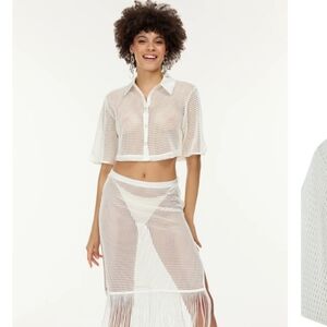 My Beachy Side White Camelia Boho Crop Top Size Medium NWT